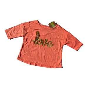Crazy 8 Girl's 18-24m Gold Fringe "love" Tshirt